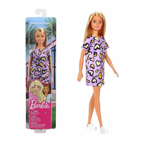 Barbie - Barbie vestido lila con estampado corazones